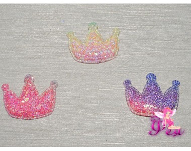 Патч 3D радужный, россыпь пайеток "Корона" 3,8*3 см, А (1 шт)