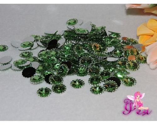 Стразы-декор "Цветок" 12 мм, салатовый