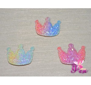 Патч 3D радужный, россыпь пайеток "Корона" 3,8*3 см, С (1 шт)