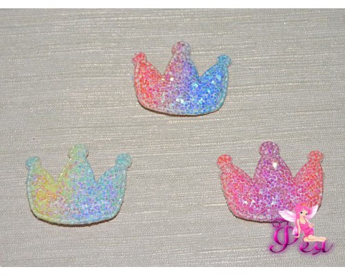 Патч 3D радужный, россыпь пайеток "Корона" 3,8*3 см, С (1 шт)
