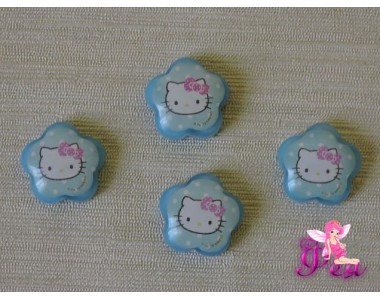 Кабошон пластиковый 22 мм " Китти", цв. голубой
