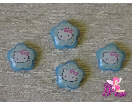 Кабошон пластиковый 22 мм " Китти", цв. голубой