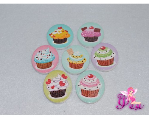 Деревянные фигурки для декора" Кекс", 3-6 см (Скрапбукинга)