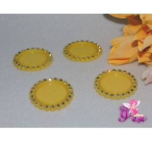 Крышечка-серединка со стразами 25 мм, цв. желтый-1 шт