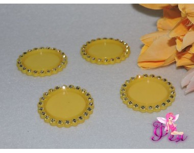 Крышечка-серединка со стразами 25 мм, цв. желтый-1 шт