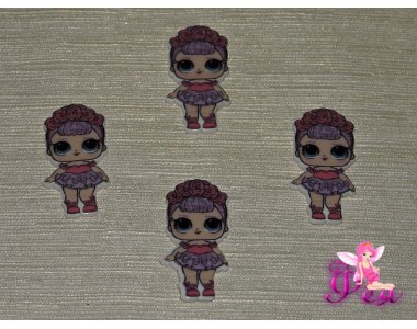 Кабошон-вырубка  39*19 мм, Лол с розовым ободком  (пластик)  - 1шт