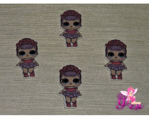 Кабошон-вырубка  39*19 мм, Лол с розовым ободком  (пластик)  - 1шт