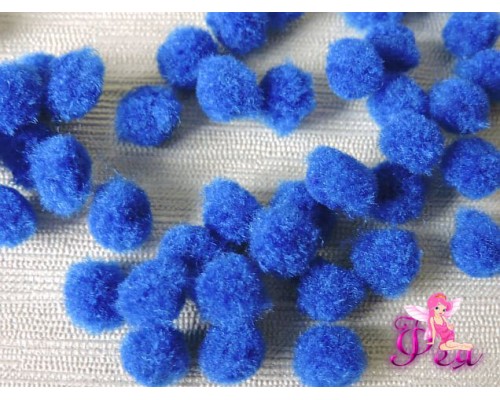 Помпоны 10 мм, синий (10 шт)