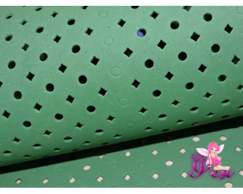 Фоамиран декоративный 2 мм (20*30 см),  в дырочки, цв.  зеленый