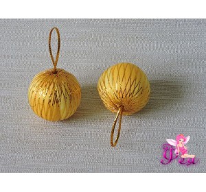 Шарик новогодний 2,7 см, желтый с люрексом