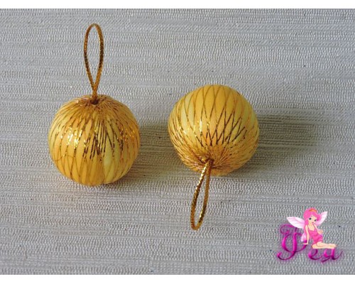 Шарик новогодний 2,7 см, желтый с люрексом