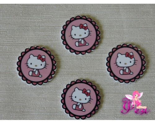 Кабошон-вырубка 31 мм, Китти (пластик)  - 1шт