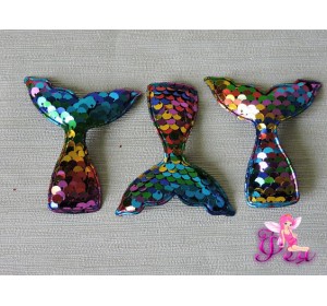 Патч 3D с двухсторон. пайетками "Хвост русалки" 6*5 см, разноцветный (1 шт)