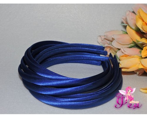 Ободок пластиковый в ткани 1 см, цв. синий