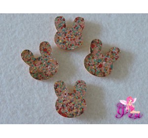 Патч с пайетками  " Зайчик" 2,5*2 см,  розовый