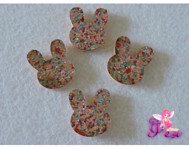 Патч с пайетками  " Зайчик" 2,5*2 см,  розовый