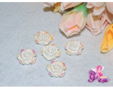 Кабошоны акриловые розы, 20мм"Роза", цв. белый