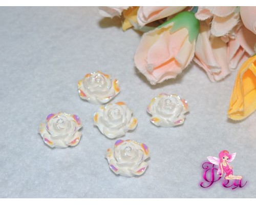 Кабошоны акриловые розы, 20мм"Роза", цв. белый