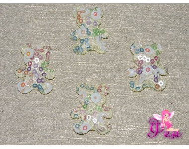 Патч с пайетками 26*32 см,  "Мишка" цв.  желтый