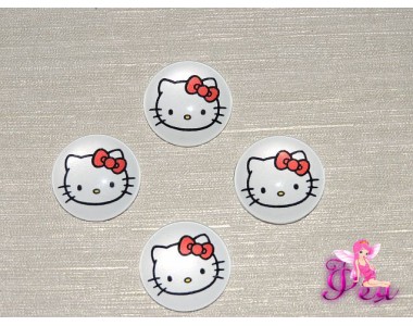 Кабошон стеклянный с рисунком 25 мм "Китти" - 1шт