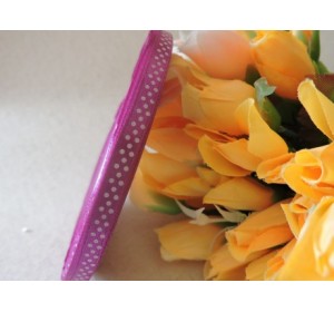 Атласная с рис. горох 6мм *45м, ярко-фиолетового цвета с рисунком "Мелкий белый горох"