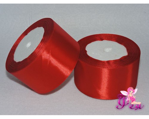 Атласная лента 50 мм, красный № 026
