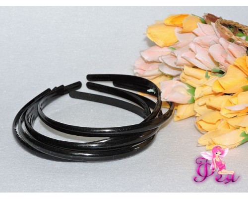 Ободок пластик, цв.  черный  0.8cм - 1 шт