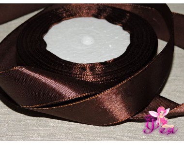 Атласная лента 25 мм,с золотым люрексом темно-коричневого цвета. - 1м.