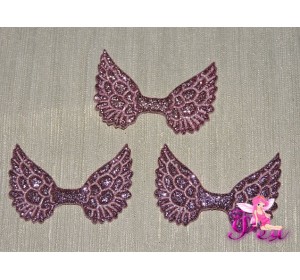 Патч с блестками 4,5 см*3 см "Крылья", розовый - 1шт.