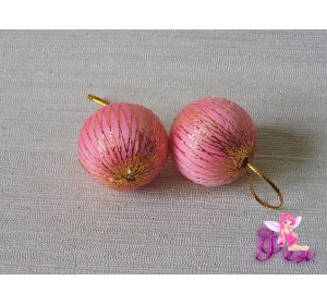 Шарик новогодний 2,7 см, розовый с люрексом