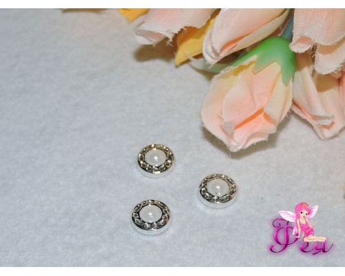 Кабошоны флоризель пластик, цв.серебро 12мм