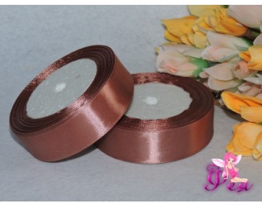 Однотонная атласная лента 25мм цвета какао