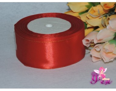 Атласная лента с люрексом 40мм красного цвета -1 м