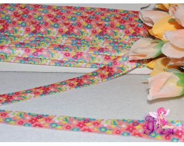 Тесьма эластичная 15мм «Цветы» , розовый