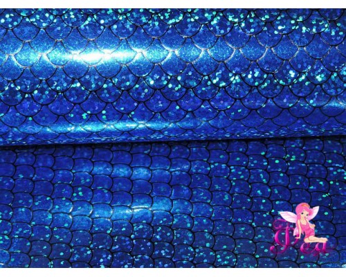 Искусственная кожа "Чешуя" 0.7 мм, цв.  синий