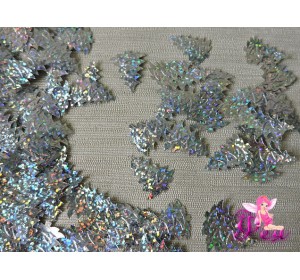 Пайетки "Елочки" 22*16 мм, серебро (уп 30шт)