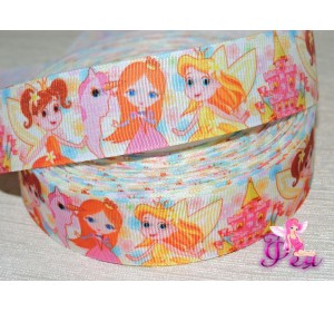 Репсовая лента 25 мм с рисунком  "Феечки" (1 м)