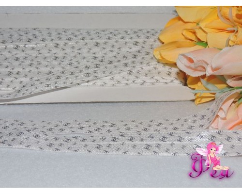 Тесьма эластичная 15 мм с рисунком «Шанель»