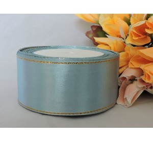 Лента атласная с люрексом, 40 мм, цв. грязно-голубой - 1 м.