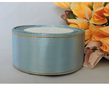 Лента атласная с люрексом, 40 мм, цв. грязно-голубой - 1 м.