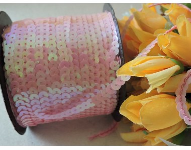 Пайетки на нитке 6мм, цв. розовый 1 м