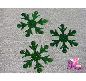 Пайетки "Снежинки крупные" 65 мм, зеленый ( уп 10 шт)