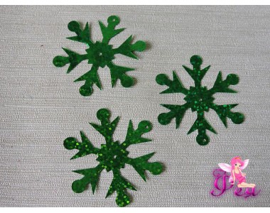 Пайетки "Снежинки крупные" 65 мм, зеленый ( уп 10 шт)