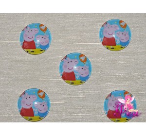 Кабошон стеклянный с рисунком 25 мм "Свинка Пеппа" - 1шт