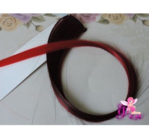 Цветная прядь градиент, 50 см, цв. черный-красный - 1 шт.