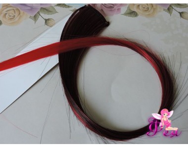 Цветная прядь градиент, 50 см, цв. черный-красный - 1 шт.