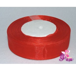 Лента органза 25 мм, цв. красный -1 м