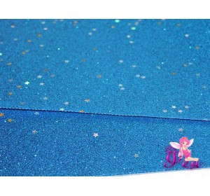 Лист кожзам "Глиттер-звездочки", цв. синий 