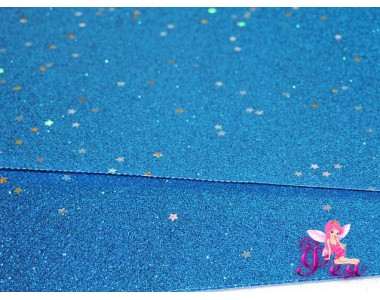 Лист кожзам "Глиттер-звездочки", цв. синий