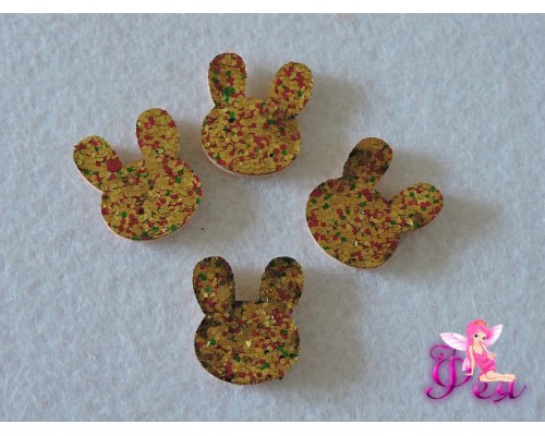 Патч с пайетками  " Зайчик" 2,5*2 см,  золото